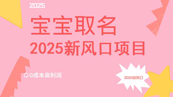 2025新风口项目宝宝取名，0成本高利润，附保姆级教程，月入过万不是梦-星火轻创