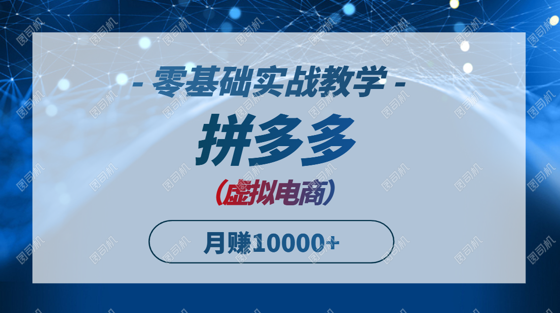 拼多多虚拟电商，零基础实战教学，快速打爆商品，新手也能月入10000+-星火轻创