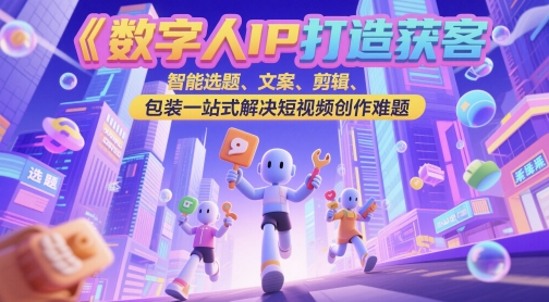 数字人IP打造获客变现实操课，智能选题、文案、剪辑、包装一站式解决短视频创作难题-星火轻创