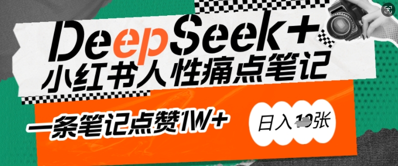 AI赋能小红书爆款秘籍：用DeepSeek轻松抓人性痛点，小白也能写出点赞破万的吸金笔记，日入多张-星火轻创