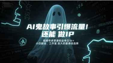 AI鬼故事引爆流量，还能做IP，视频号多渠道收益单日1k+，小白副业、工作室放大的最佳选择-星火轻创