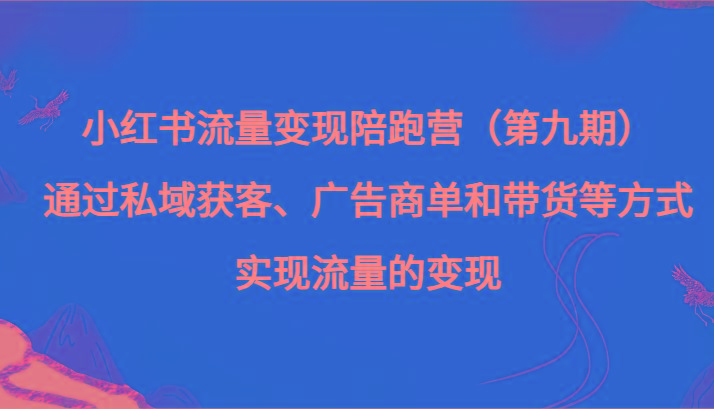 小红书流量变现陪跑营（第九期）通过私域获客、广告商单和带货等方式实现流量变现-星火轻创