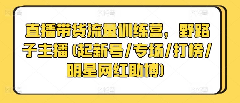 直播带货流量训练营，野路子主播(起新号/专场/打榜/明星网红助博)-星火轻创