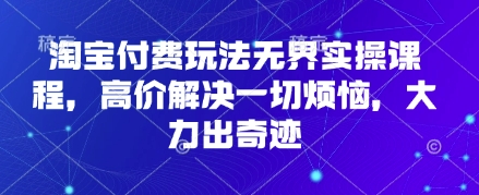 淘宝付费玩法无界实操课程，高价解决一切烦恼，大力出奇迹-星火轻创