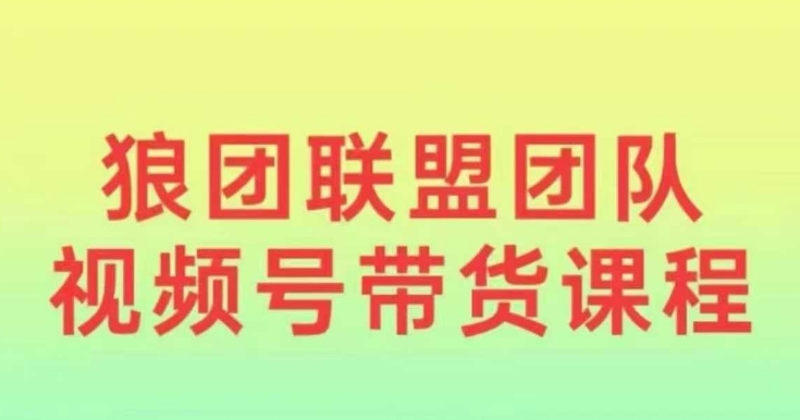 狼团联盟2024视频号带货，0基础小白快速入局视频号-星火轻创