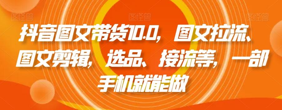 抖音图文带货10.0，图文拉流、图文剪辑，选品、接流等，一部手机就能做-星火轻创