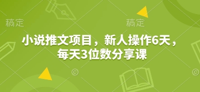 小说推文项目，新人操作6天，每天3位数分享课-星火轻创