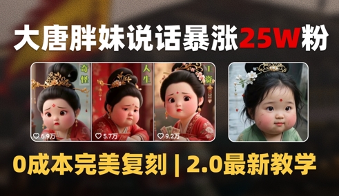 AI大唐胖贵妃说话2.0，40条视频暴涨40w粉，附独家变现攻略-星火轻创