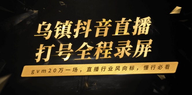 乌镇抖音直播打号全程录屏，gvm20万一场，直播行业风向标，懂行必看-星火轻创