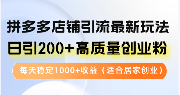 拼多多店铺引流最新玩法，日引200+高质量创业粉，每天稳定1000+收益(…-星火轻创
