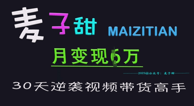 麦子甜30天逆袭视频带货高手，单月变现6W加特训营-星火轻创