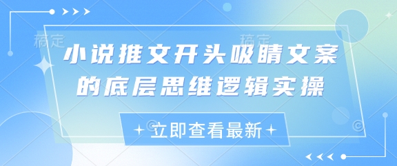 小说推文开头吸睛文案的底层思维逻辑实操-星火轻创