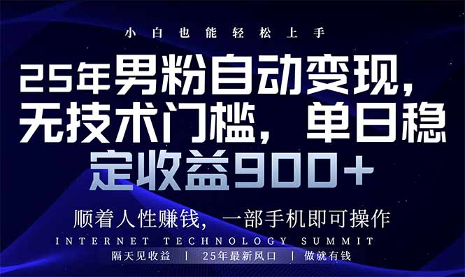 25年男粉自动变现，小白轻松上手，日入900+-星火轻创