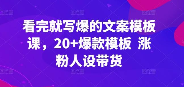 看完就写爆的文案模板课，20+爆款模板  涨粉人设带货-星火轻创