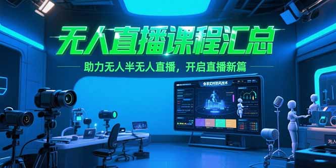无人直播课程汇总，含非实时防风技术，助力无人半无人直播，开启直播新篇-星火轻创