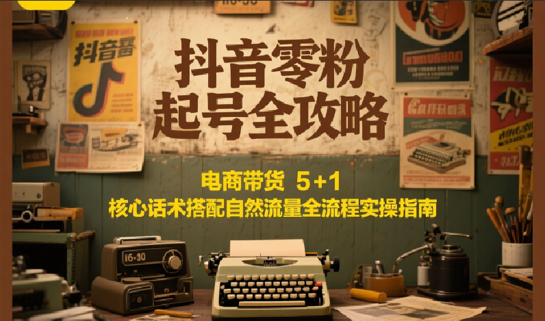 抖音零粉起号全攻略:电商带货 5+1 核心话术搭配自然流量全流程实操指南-小艾项目网