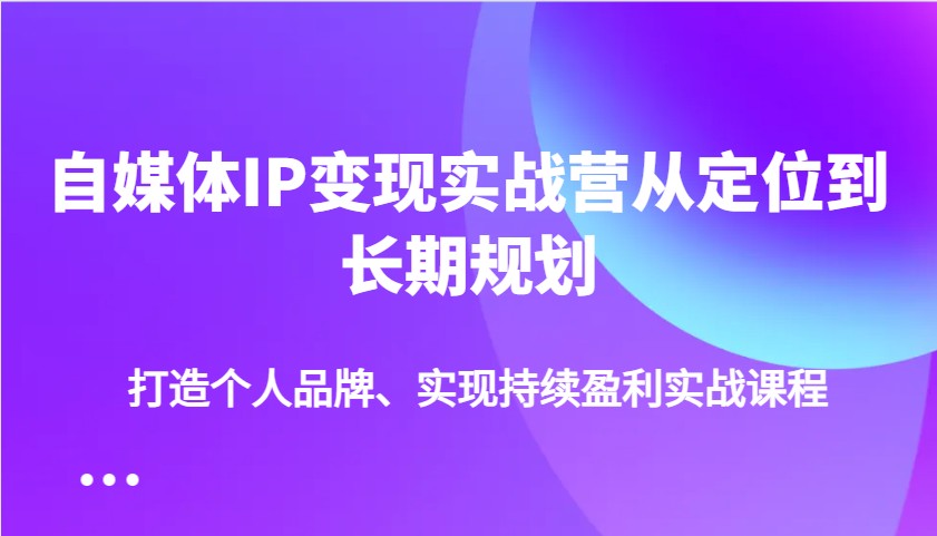 自媒体IP变现实战营从定位到长期规划,打造个人品牌、实现持续盈利实战课程-星火轻创