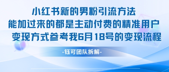 小红书全新男粉引流实操方法，日引流100多精准男粉-星火轻创