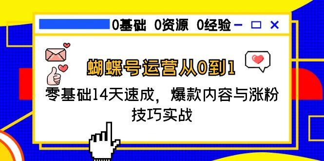 蝴蝶号运营从0到1，零基础14天速成，爆款内容与涨粉技巧实战-星火轻创