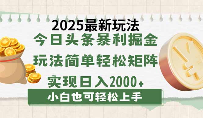 今日头条2025最新玩法，思路简单，复制粘贴，轻松实现矩阵日入2000+-星火轻创
