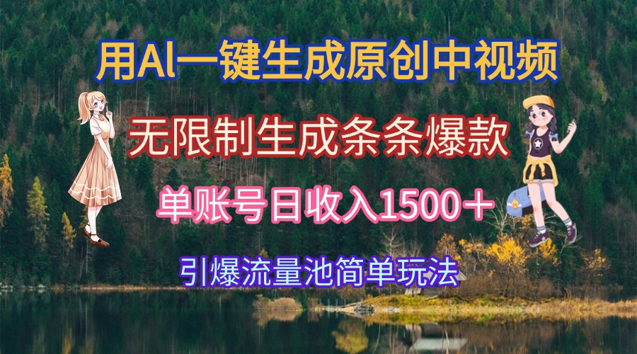 用Al一键生成原创中视频，无限制生成条条爆款，单账号日收入1500＋引爆…-星火轻创