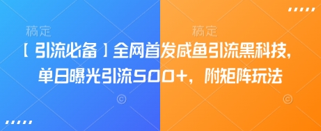 【引流必备】全网首发咸鱼引流黑科技，单日曝光引流500+，附矩阵玩法【揭秘】-星火轻创