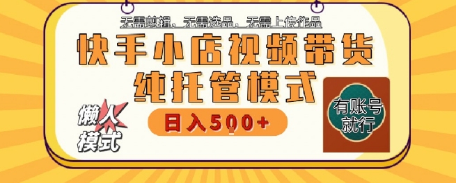 快手小店托管代运营，无需剪辑，无需选品，无需上传作品，全程无需操作，轻松月入5k+【揭秘】-星火轻创