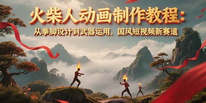图片[1]-火柴人动画制作教程：从拳脚设计到武器运用，国风短视频新赛道-星火轻创