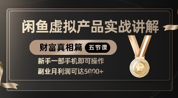精品！闲鱼虚拟产品实战讲解，新手一部手机即可操作，副业月利润可达5k+-星火轻创