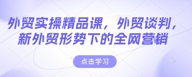 外贸实操精品课，外贸谈判，新外贸形势下的全网营销-星火轻创