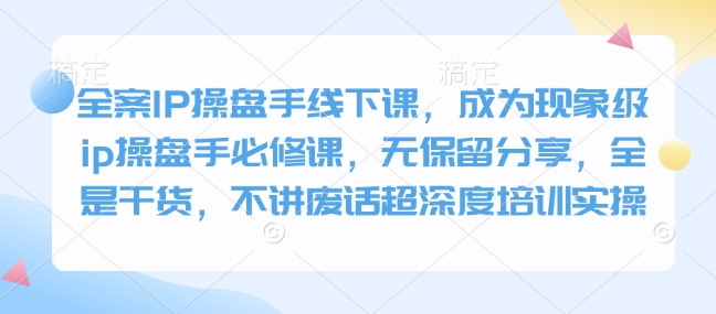 全案IP操盘手线下课，成为现象级ip操盘手必修课，无保留分享，全是干货，不讲废话超深度培训实操-星火轻创