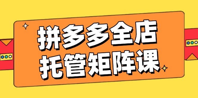 拼多多全店托管矩阵课，盈利动销玩法，高效计划设置，提升店铺效益-星火轻创