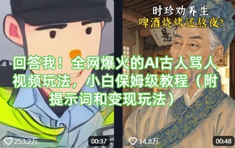 回答我！全网爆火的AI古人骂人视频玩法，小白保姆级教程(附提示词和变现玩法)-星火轻创