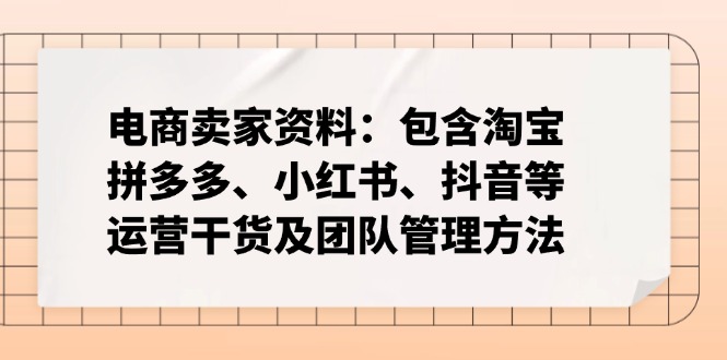 电商卖家资料：包含淘宝、拼多多、小红书、抖音等运营干货及团队管理方法-星火轻创