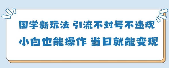 国学新玩法，引流不封号不违规小白也能操作，当日就能变现-星火轻创