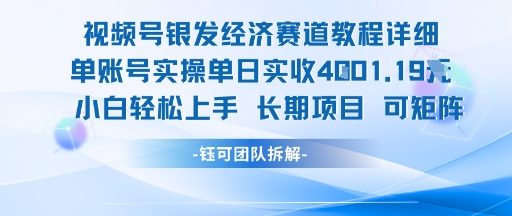 视频号银发经济赛道单账号实操单日实收1k+，小白轻松上手长期项目-星火轻创