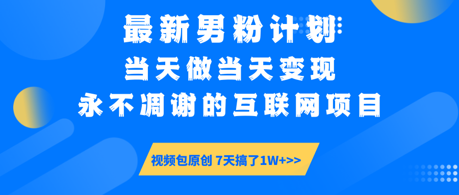 最新男粉计划6.0玩法，永不凋谢的互联网项目 当天做当天变现，视频包原…-星火轻创