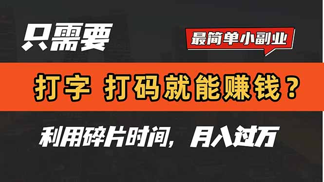 只需要打字，打码，就能赚钱？简单的赚钱小副业，利用碎片时间，月入过万-星火轻创