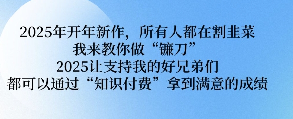 2025年开年新作，所有人都在割韭菜，我来教你做“镰刀” 2025让支持我的好兄弟们都可以通过“知识付费”拿到满意的成绩【揭秘】-星火轻创