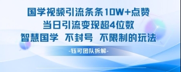 国学视频引流条条10W+点赞当日引流变现超4位数-星火轻创