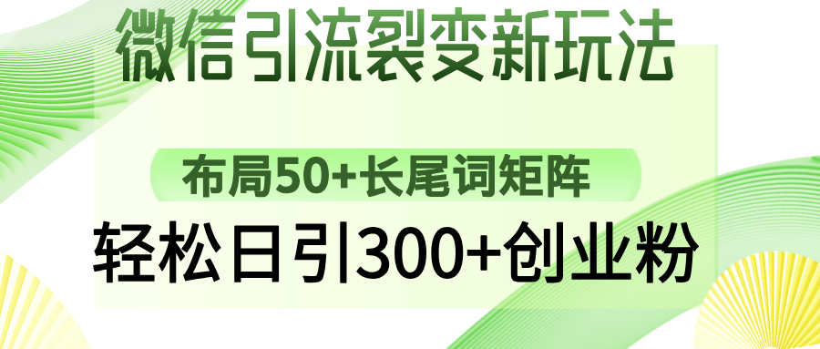 微信引流裂变新玩法：布局50+长尾词矩阵，轻松日引300+创业粉-星火轻创