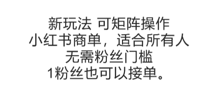 可矩阵操作，小红书商单新玩法，适合所有人，无需粉丝门槛，1粉丝也可以接单-星火轻创