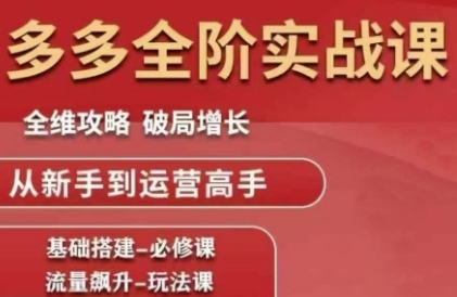拼多多全阶实战课程，全维攻略，破局增长，从新手到运营高手-星火轻创
