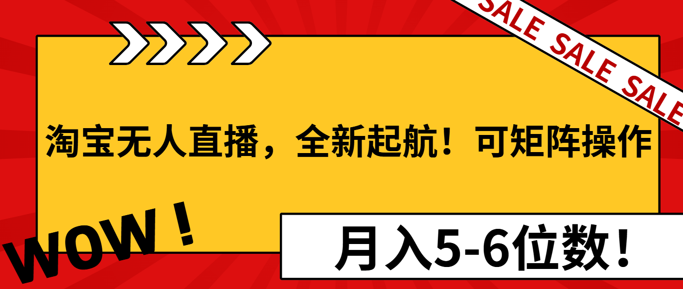 淘宝无人直播，全新起航！可矩阵操作，月入5-6位数！-星火轻创