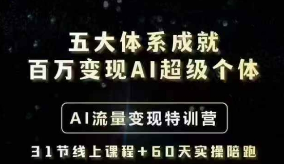 五大体系成就百万变现AI超级个体- AI流量变现特训营，一步一步教你一个人怎么年入百W-星火轻创