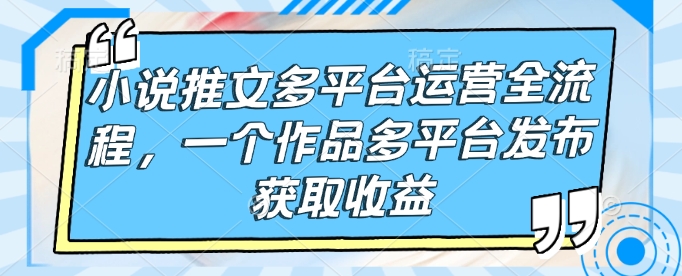 小说推文多平台运营全流程，一个作品多平台发布获取收益-星火轻创