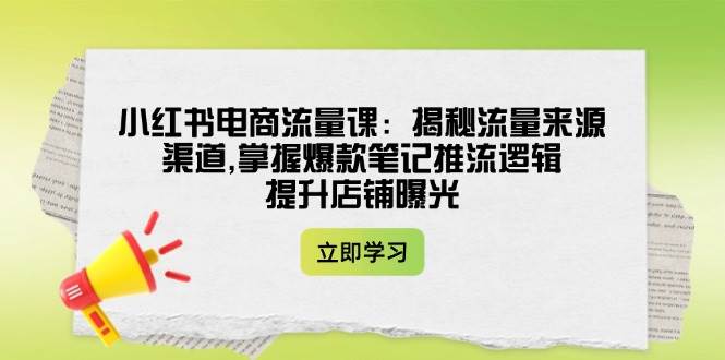 小红书电商流量课：揭秘流量来源渠道,掌握爆款笔记推流逻辑,提升店铺曝光-星火轻创