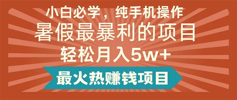 小白必学，纯手机操作，暑假最暴利的项目轻松月入5w+最火热赚钱项目-星火轻创