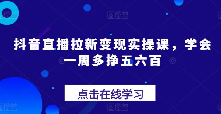 抖音直播拉新变现实操课，学会一周多挣五六百-星火轻创