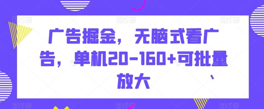广告掘金，无脑式看广告，单机20-160+可批量放大【揭秘】-星火轻创